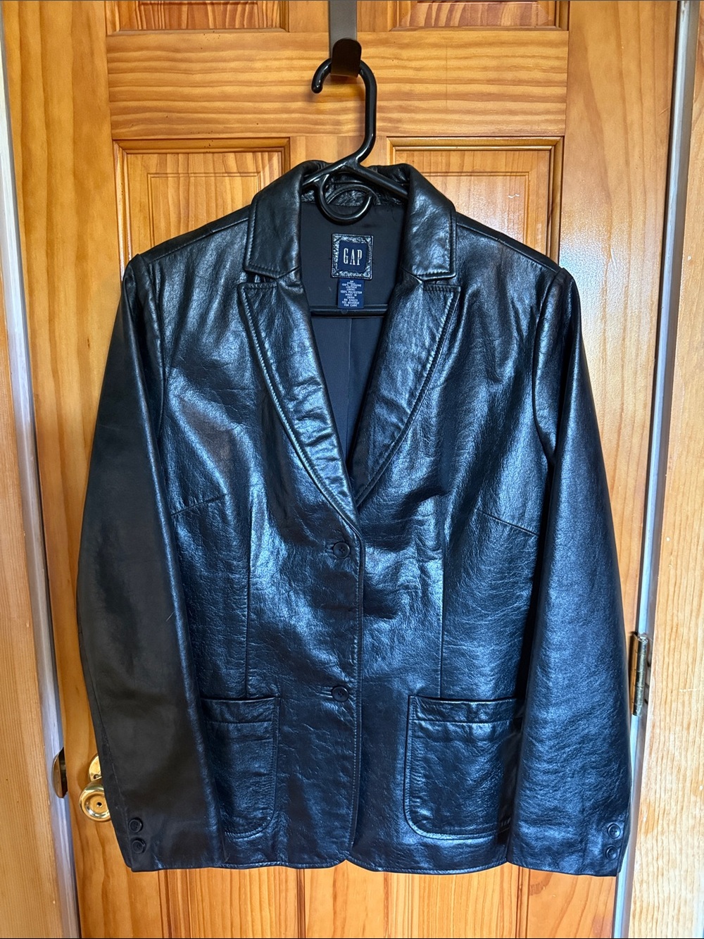 GAP Black Faux Leather Blazer-Style Jacket